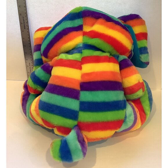 Peek A Boo Toys Plush Dog or Bear Rainbow Striped Stuffed Animal Soft Toy - Picture 5 of 8